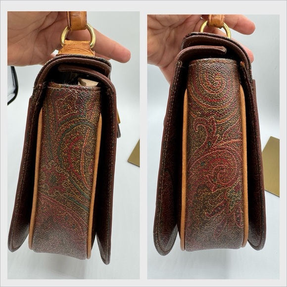 ETRO Milano Paisley Hand Bag PVC Leather Brown Auth# 0729889 - Picture 15 of 15